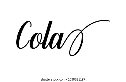 Cola Script Typography Cursive Calligraphy Black text lettering Cursive and phrases isolated on the White background for titles, words and sayings