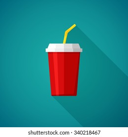 Cola and Soda. Cup for fast food. Drink icon Vector Illustration
