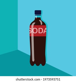 Cola soda in large plastic bottle isolated in blue 3d background