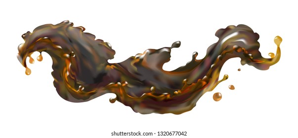 Cola splash transparent vector 3d illustration realistic for your design. Clip art.