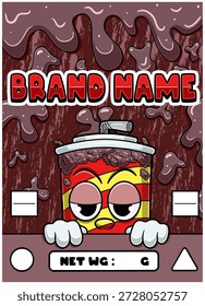 Cola Strain Cartoon with Slime Background. Design For Logo, Label, Cover and Packaging Product. Vector illustration