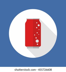 Cola tin flat icon with long shadow