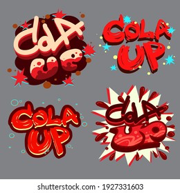 Cola up typography,Vector illustration. 
Applicable for product, label,logo,sticker,web,social.