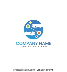 colaboration  two hand logo template