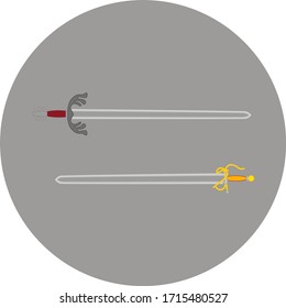 colada and tizona swords of the spanish warrior of the middle ages cid campeador, illustration for web and mobile design.