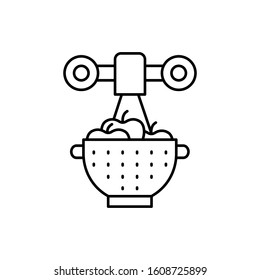 Colander apple crane icon. Simple line, outline vector cooking icons for ui and ux, website or mobile application