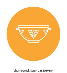 colander block style icon design, Cook kitchen Eat food restaurant home menu dinner lunch cooking and meal theme Vector illustration