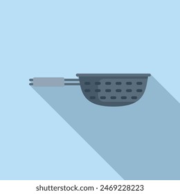 Colander element cooking icon flat vector. Metal scoop. Dish kit baker