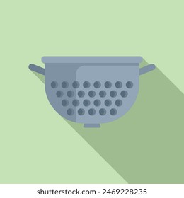 Colander filter icon flat vector. Sifting water container. Wash process