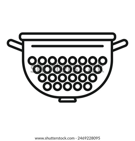 Colander filter icon outline vector. Sifting water container. Wash process