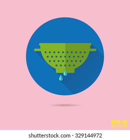 Colander Flat Design Vector Icon