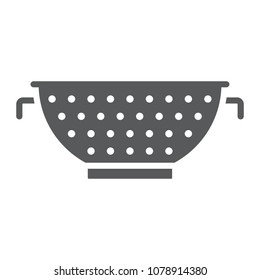 Colander glyph icon, kitchen and cooking, strainer sign vector graphics, a solid pattern on a white background, eps 10.