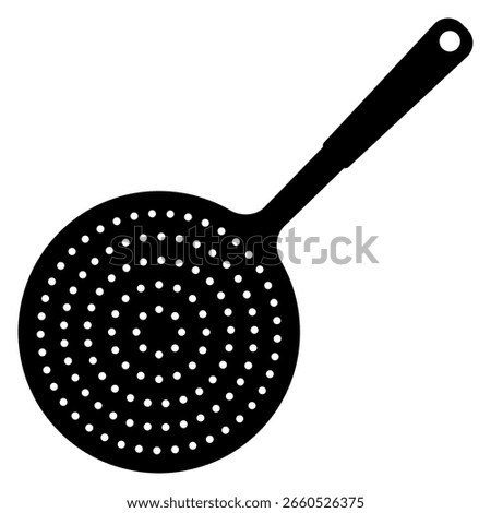 Colander with holes top view black solid silhouette icon. Flat vector illustration isolated on white background.