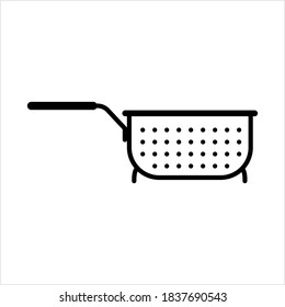 Colander Icon, Kitchen Cullender Utensil Icon Vector Art Illustration