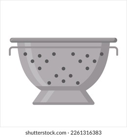 Colander Icon, Kitchen Cullender Utensil Icon Vector Art Illustration