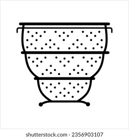 Colander Icon, Kitchen Cullender Utensil Icon Vector Art Illustration