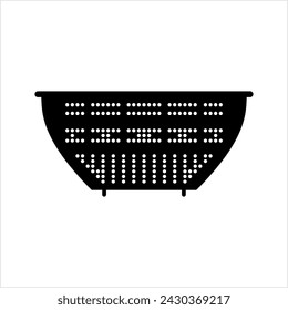 Colander Icon, Kitchen Cullender Utensil Icon Vector Art Illustration