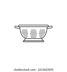 Icono de Colander en el icono de estilo de línea, aislado en el fondo blanco