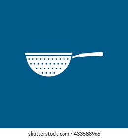 Colander Icon On Blue Background