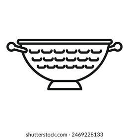 Colander icon outline vector. Cook accessory. Handle metal tool