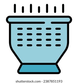 Colander icon outline vector. Cooking strainer. Kitchen sieve color flat