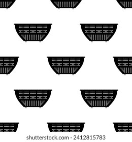 Colander Icon Seamless Pattern, Kitchen Cullender Utensil Icon Vector Art Illustration