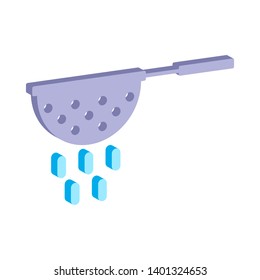 Colander icon.Isometric and 3D view.