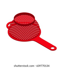 Colander isolated isometry. Pastafarianism cap. Cooking utensils
