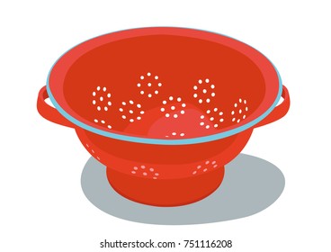 Colander isolated red vector illustration isolated no background