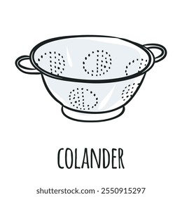Colander Isolated Vector Hand Drawn