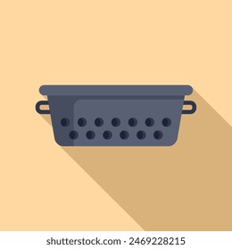 Colander kit tool icon flat vector. Cooking element. Water handle drain