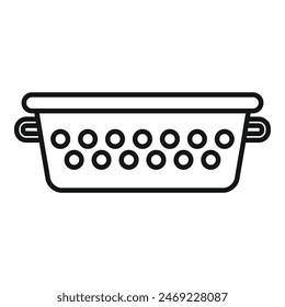 Colander kit tool icon outline vector. Cooking element. Water handle drain