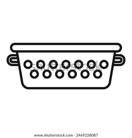 Colander kit tool icon outline vector. Cooking element. Water handle drain