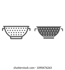 Colander line and glyph icon, kitchen and cooking, strainer sign vector graphics, a linear pattern on a white background, eps 10.