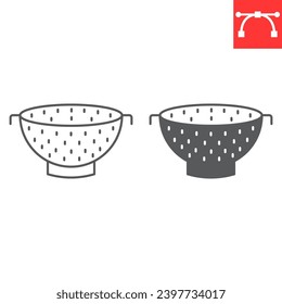 Colander line and glyph icon, kitchen and strainer, colander vector icon, vector graphics, editable stroke outline sign, eps 10