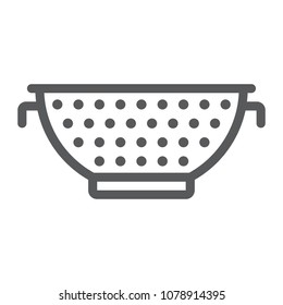 Colander line icon, kitchen and cooking, strainer sign vector graphics, a linear pattern on a white background, eps 10.