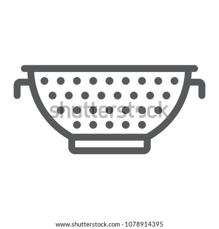 Colander line icon, kitchen and cooking, strainer sign vector graphics, a linear pattern on a white background, eps 10.