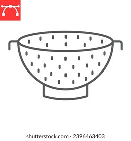 Colander line icon, kitchen and strainer, colander vector icon, vector graphics, editable stroke outline sign, eps 10