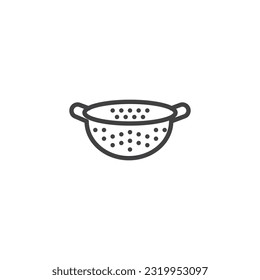 Colander line icon. linear style sign for mobile concept and web design. Pasta strainer outline vector icon. Symbol, logo illustration. Vector graphics