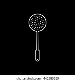 Colander  Line Icon On Black Background
