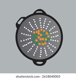 Icono de la línea del colador, diseño del bosquejo, pixel perfecto, ilustración editable del icono del Vector del colador del movimiento del colador del diseño de la silueta del colador, aislado en un fondo blanco.