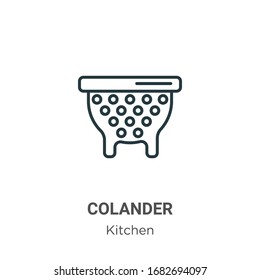 Colander outline vector icon. Thin line black colander icon, flat vector simple element illustration from editable kitchen concept isolated stroke on white background