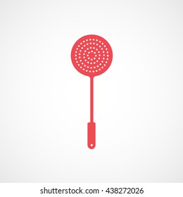Colander Red Flat Icon On White Background