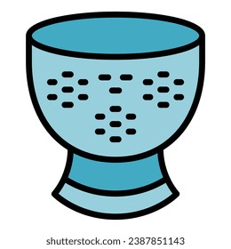 Colander utensil icon outline vector. Cooking strainer. Kitchen sieve color flat