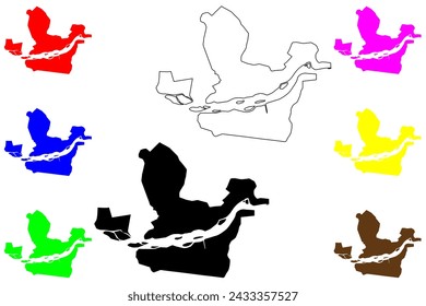 Ciudad de Colatina (República Federativa de Brasil, estado de Espírito Santo) mapa ilustración vectorial, dibujo de garabato Mapa de Colatina