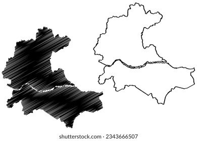 Mapa de ilustraciones vectoriales del municipio de Colatina (estado de Espírito Santo, municipalidades de Brasil, República Federativa del Brasil), dibujo de garabatos mapa de Colatina