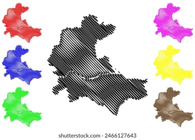 Ilustración vectorial de mapas del municipio de Colatina (estado de Espírito Santo, municipios de Brasil, República Federativa de Brasil), dibujo a mano alzada del mapa de Colatina