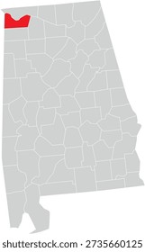 Colbert County on Alabama State Map Editable Vector
