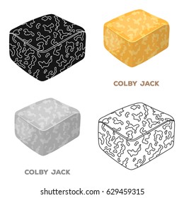 Colby gack.Different kinds of cheese single icon in cartoon style vector symbol stock illustration web.