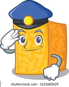 Colby jack cheese Cartoon mascot performed as a Police officer